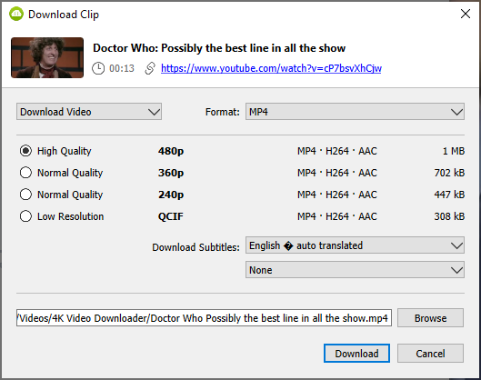 Download youtube video with subtitles